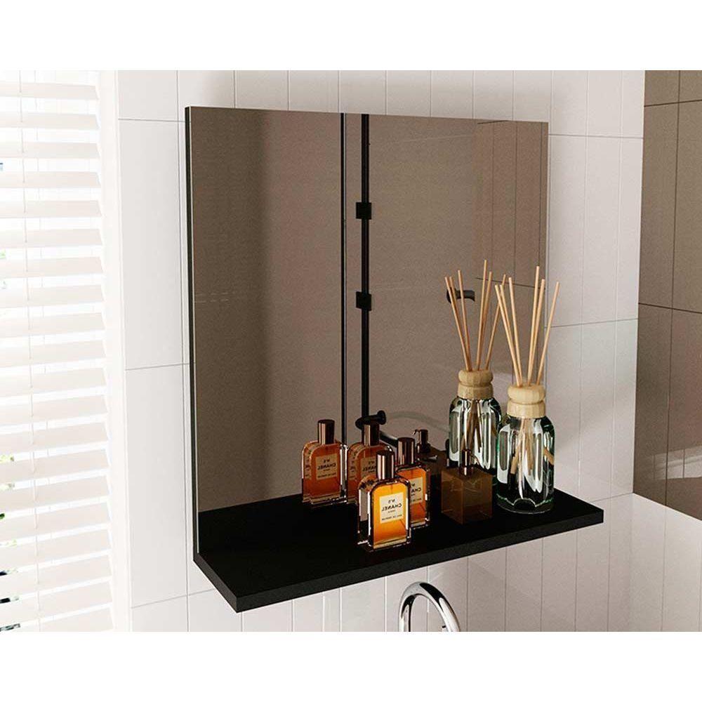 Espelheira De Banheiro 3642 45x46,5cm Preto - Tecno Mobili - 1