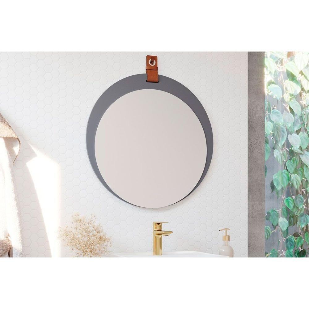 Espelheira De Banheiro Lua Parede Oval 60x60cm Titanio - Mgm - 1