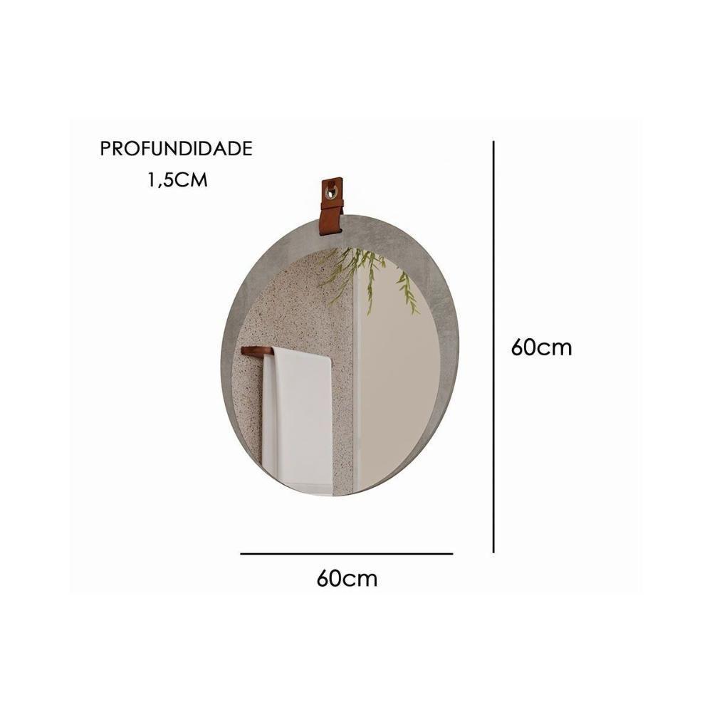 Espelheira De Banheiro Lua Parede Oval 60x60cm Titanio - Mgm - 2