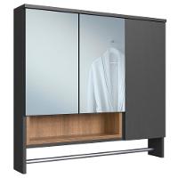 Espelheira Com Toalheiro 3 Portas E Nicho 80 Cm Es9002 Mell Grafite Faem Mell Grafite - 1