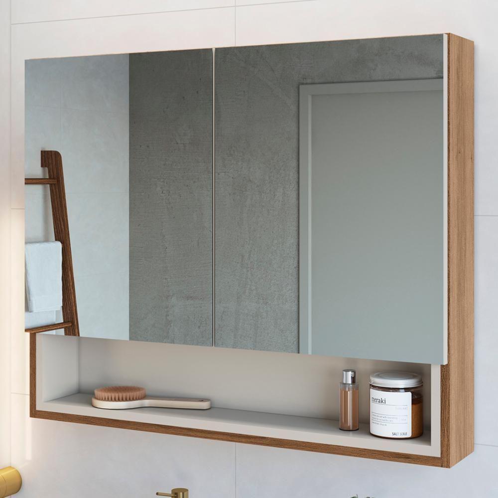 Espelheira 2 Portas E Nicho 80 Cm Es8240 Mell Arenas Faem Mell Arenas - 2