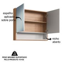 Espelheira 2 Portas E Nicho 80 Cm Es8240 Mell Arenas Faem Mell Arenas - 3