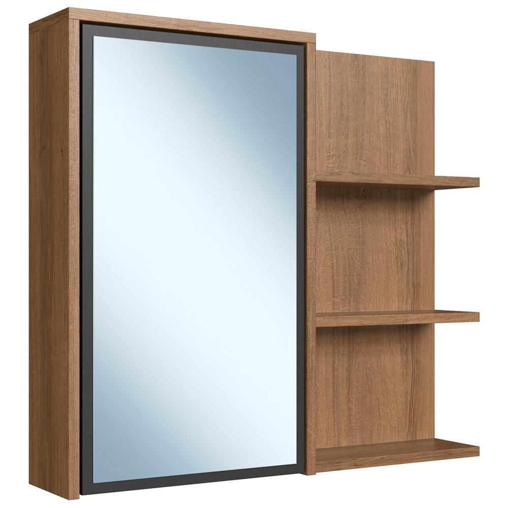 Armário Espelheira 70 Cm 1 Porta 3 Nichos Es2001 Mell Grafite Faem Mell Grafite - 6