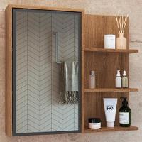 Armário Espelheira 70 Cm 1 Porta 3 Nichos Es2001 Mell Grafite Faem Mell Grafite - 2