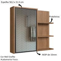 Armário Espelheira 70 Cm 1 Porta 3 Nichos Es2001 Mell Grafite Faem Mell Grafite - 3