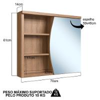 Armario Espelheira Com Porta E Nicho 70 Cm Es9680 Mell Faem Mell - 3