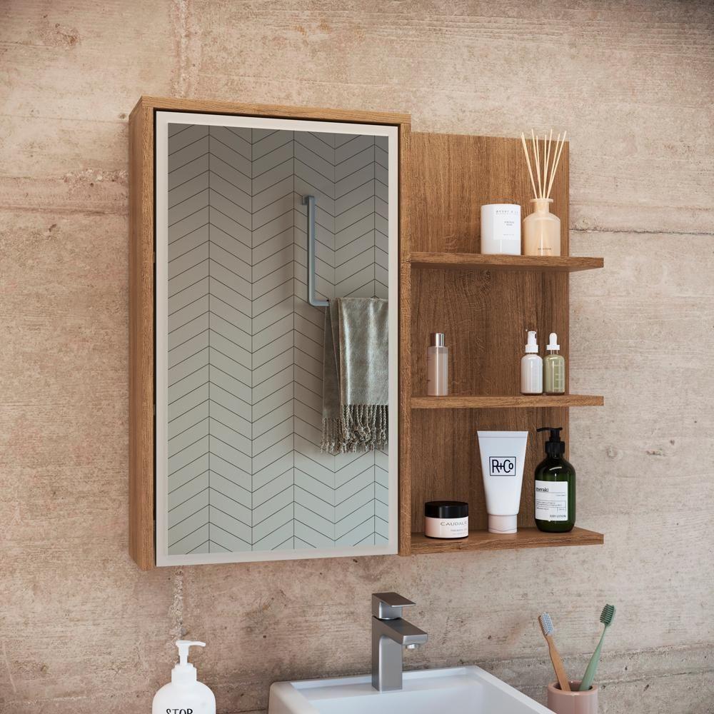 Armário Espelheira 70 Cm 1 Porta 3 Nichos Es2001 Mell Arenas Faem Mell Arenas - 8