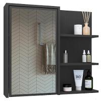 Armário Espelheira 70 Cm 1 Porta 3 Nichos Es2001 Grafite Faem Grafite - 1