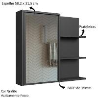 Armário Espelheira 70 Cm 1 Porta 3 Nichos Es2001 Grafite Faem Grafite - 2