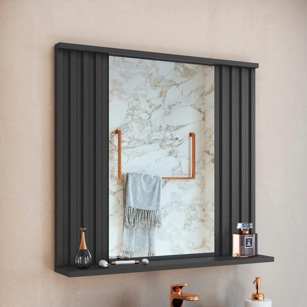 Espelheira Ripada Com Prateleira 70 Cm Es1000 Grafite Faem Grafite - 4