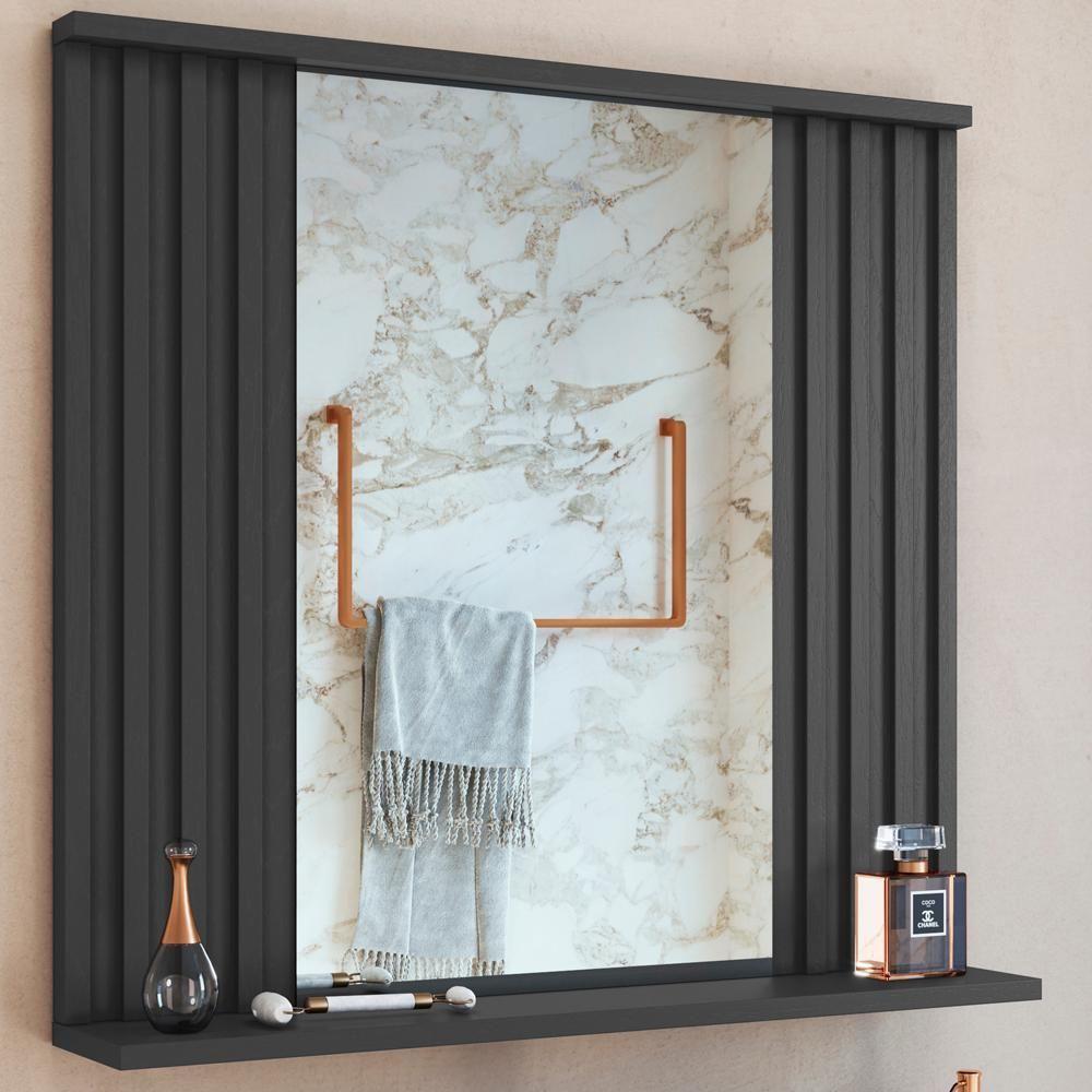 Espelheira Ripada Com Prateleira 70 Cm Es1000 Grafite Faem Grafite - 5