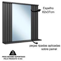 Espelheira Ripada Com Prateleira 70 Cm Es1000 Grafite Faem Grafite - 6