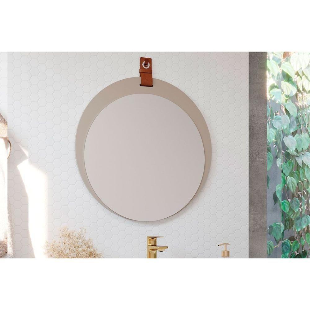 Espelheira De Banheiro Lua Parede Oval 60x60cm Capuccino - Mgm - 1
