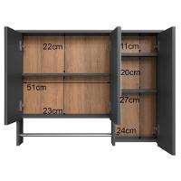 Espelheira Com 3 Portas E Toalheiro 80 Cm Es9000 Mell Grafite Faem Mell Grafite - 3