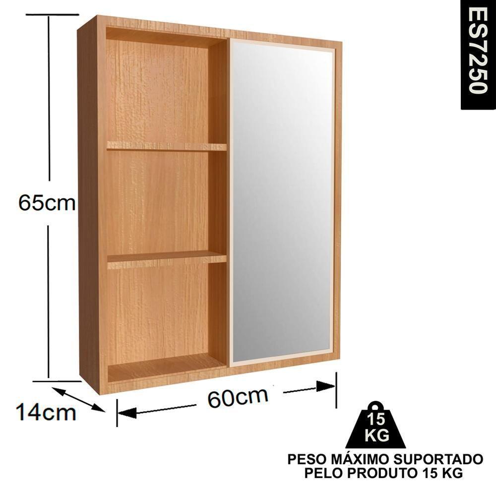 Armario Espelheira 1 Porta Correr 60 Cm Es7250 Mell Arenas Faem Mell Arenas - 3