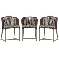 3 Cadeiras De Jantar Noronha Fendi Corda Náutica E5 Trama Marrom - 1