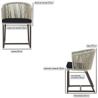 3 Cadeiras De Jantar Noronha Marrom Corda Náutica E12 Trama Rami - 3