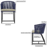 2 Cadeiras De Jantar Noronha Preta Corda Náutica E7 Trama Azul - 2