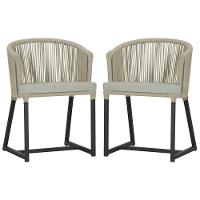 2 Cadeiras De Jantar Noronha Preta Corda Náutica E3 Trama Rami - 1