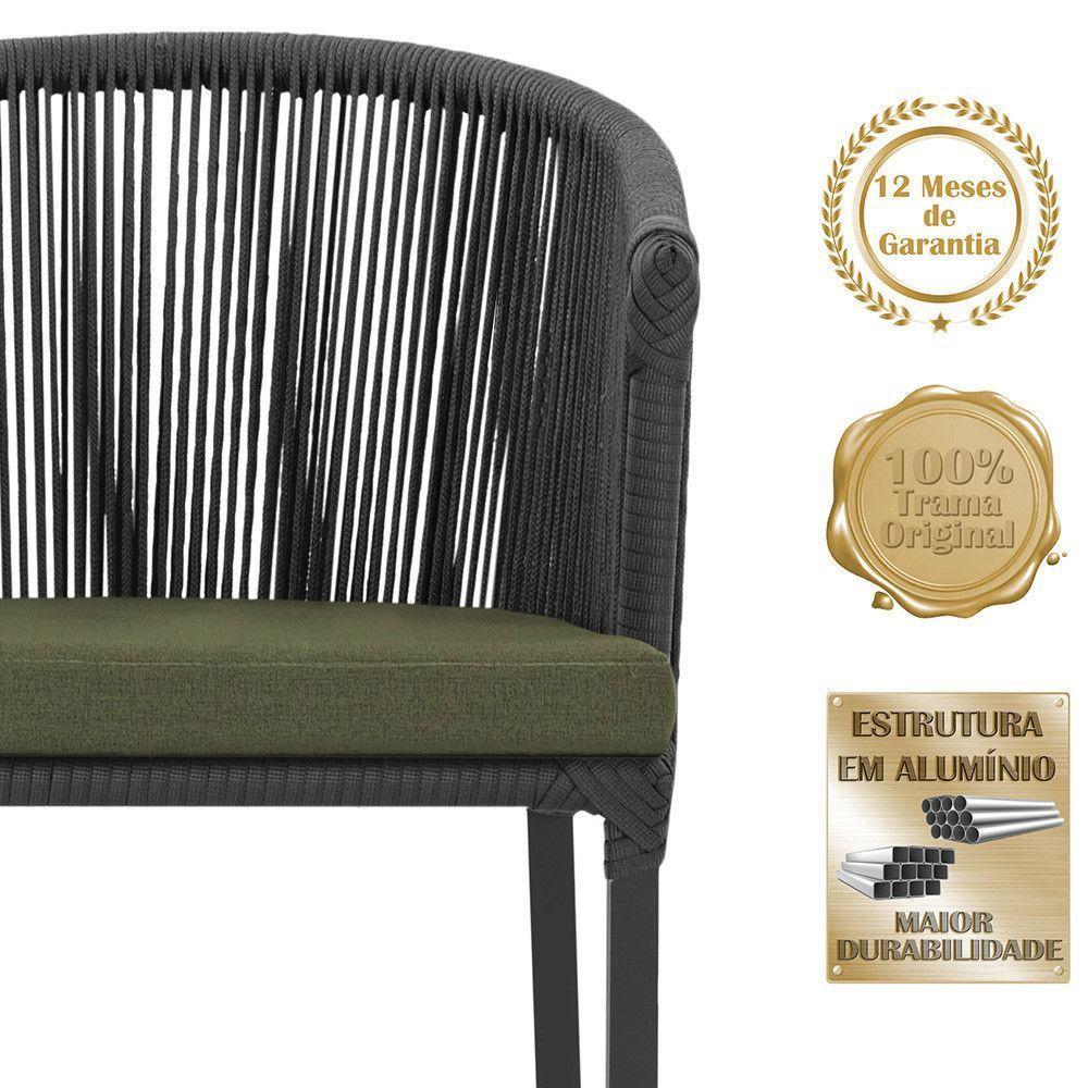 2 Cadeiras De Jantar Noronha Preta Corda Náutica E13 Trama Preto - 3