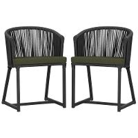 2 Cadeiras De Jantar Noronha Preta Corda Náutica E13 Trama Preto - 1