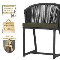 2 Cadeiras De Jantar Noronha Preta Corda Náutica E13 Trama Preto