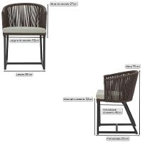 2 Cadeiras De Jantar Noronha Preta Corda Náutica E3 Trama Marrom