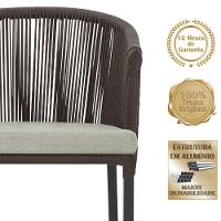 2 Cadeiras De Jantar Noronha Preta Corda Náutica E3 Trama Marrom - 5