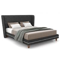 Cabeceira Casal Nilo 140cm Com Cama Pés Madeira Suném P05 Linho Cinza Escuro - Lyam Decor - 2