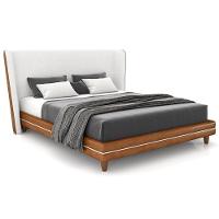 Cabeceira Casal Nilo 140cm Com Cama Pés Madeira Suném P05 Couríssimo Whisky Bouclê Cru - Lyam Decor - 2