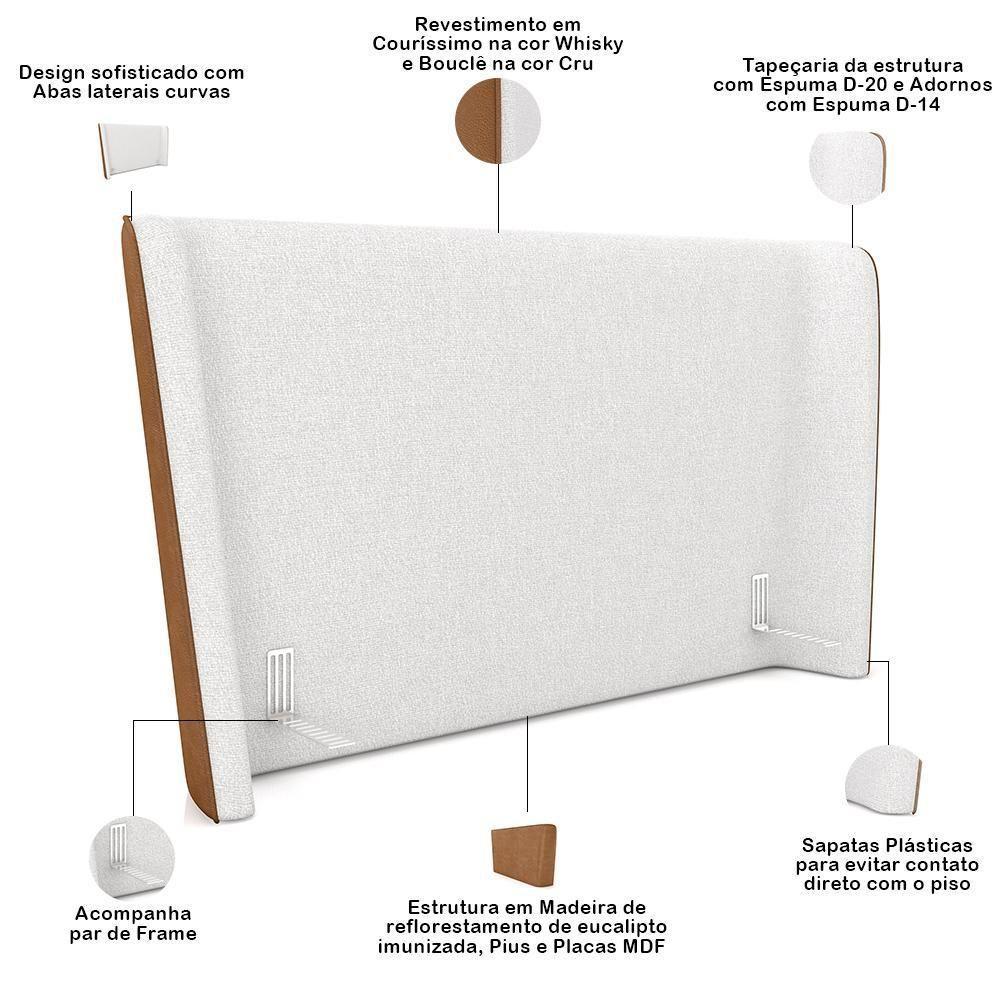 Cabeceira Cama Box Casal 140cm Nilo P05 Couríssimo Whisky Bouclê Cru - Lyam Decor - 4