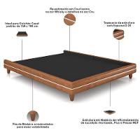 Cama Casal Queen Base Box Pés Madeira 168cm Suném P05 Couríssimo Whisky Bouclê Cru - Lyam Decor