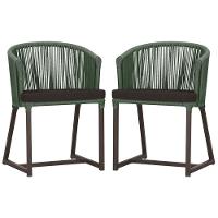 2 Cadeiras De Jantar Noronha Marrom Corda Náutica E9 Trama Verde - 1