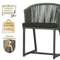 2 Cadeiras De Jantar Noronha Marrom Corda Náutica E9 Trama Verde