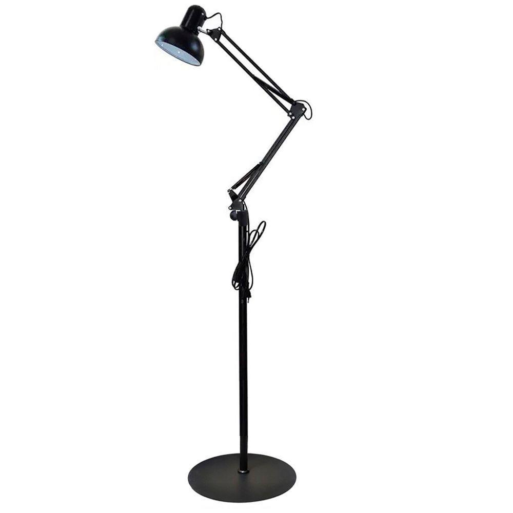 Luminaria Abajur Chao Articulada E27 Metal Iluminaçao Luz Mesa Sofa Quarto Sala Estar Trabalho Escritorio Estudos Leitura Home Office - 1