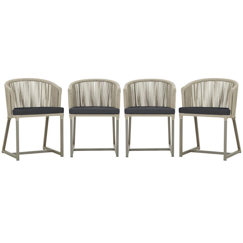 4 Cadeiras De Jantar Noronha Fendi Corda Náutica E11 Trama Rami - 1