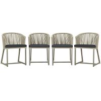 4 Cadeiras De Jantar Noronha Fendi Corda Náutica E11 Trama Rami - 1