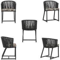 3 Cadeiras De Jantar Noronha Preta Corda Náutica E6 Trama Preto - 6