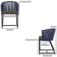 4 Cadeiras De Jantar Noronha Preta Corda Náutica E13 Trama Azul - 3