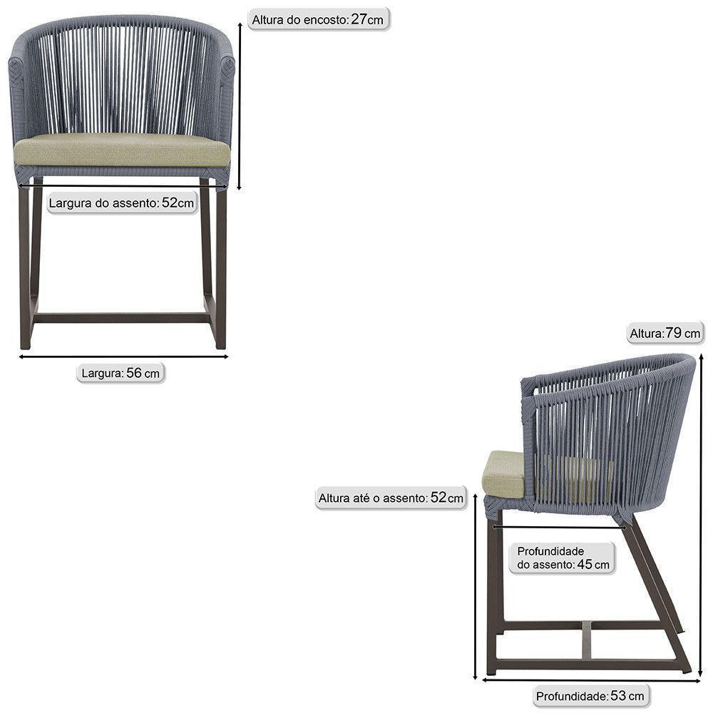 4 Cadeiras De Jantar Noronha Marrom Corda Náutica E7 Trama Prata - 2
