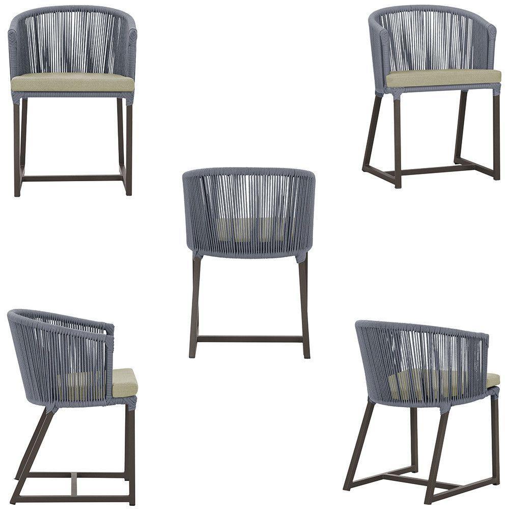 4 Cadeiras De Jantar Noronha Marrom Corda Náutica E7 Trama Prata - 5