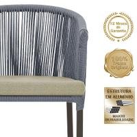 4 Cadeiras De Jantar Noronha Marrom Corda Náutica E7 Trama Prata - 3