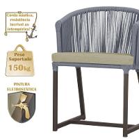 4 Cadeiras De Jantar Noronha Marrom Corda Náutica E7 Trama Prata