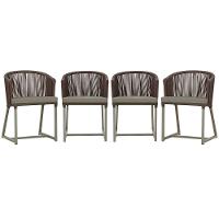 4 Cadeiras De Jantar Noronha Fendi Corda Náutica E8 Trama Marrom - 1