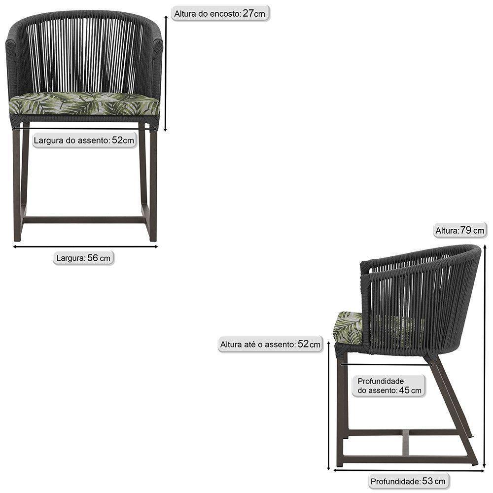 4 Cadeiras De Jantar Noronha Marrom Corda Náutica E5 Trama Preto - 3