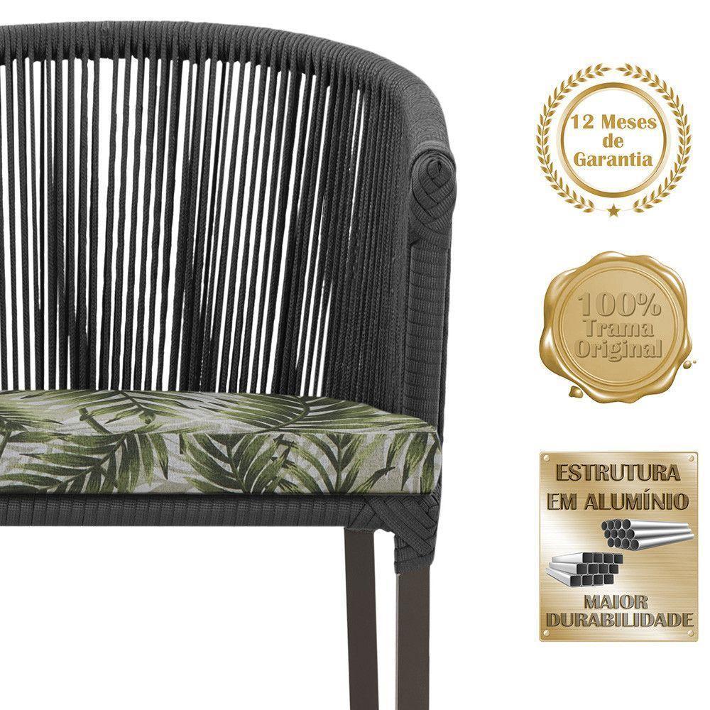 4 Cadeiras De Jantar Noronha Marrom Corda Náutica E5 Trama Preto - 4