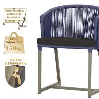 4 Cadeiras De Jantar Noronha Fendi Corda Náutica E9 Trama Azul