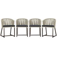 4 Cadeiras De Jantar Noronha Marrom Corda Náutica E11 Trama Rami - 1