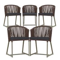 5 Cadeiras De Jantar Noronha Fendi Corda Náutica E11 Trama Marrom - 1