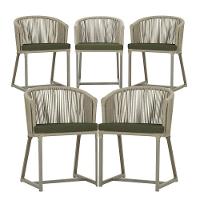 5 Cadeiras De Jantar Noronha Fendi Corda Náutica E13 Trama Rami - 1